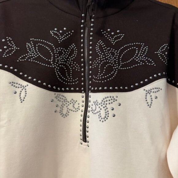 NWT Anthropologie Studded Half-Zip Sweatshirt Size M - Picture 4 of 7